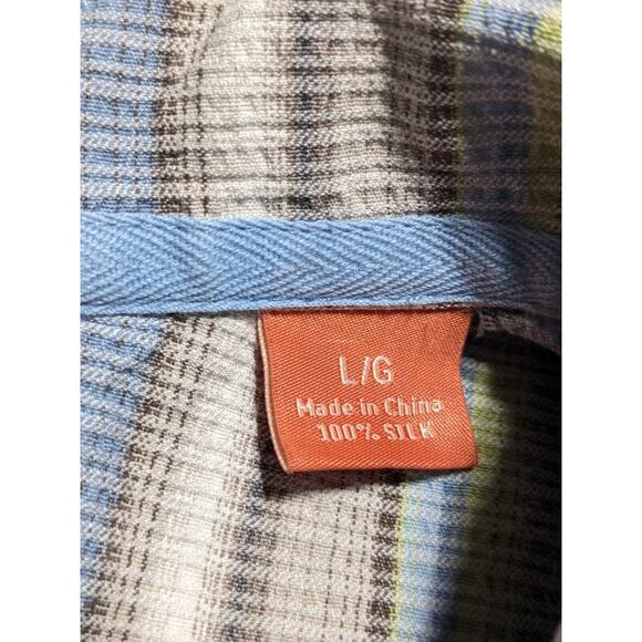 Tommy Bahama‎ Button Up Shirt Men L Blue Pocket Collared Short Sleeve Silk T05 - Picture 8 of 13